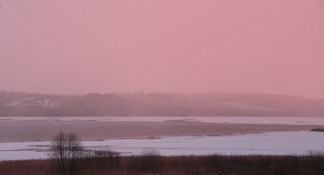 Snebyge Hjarbæk Fjord solnedsgangstide